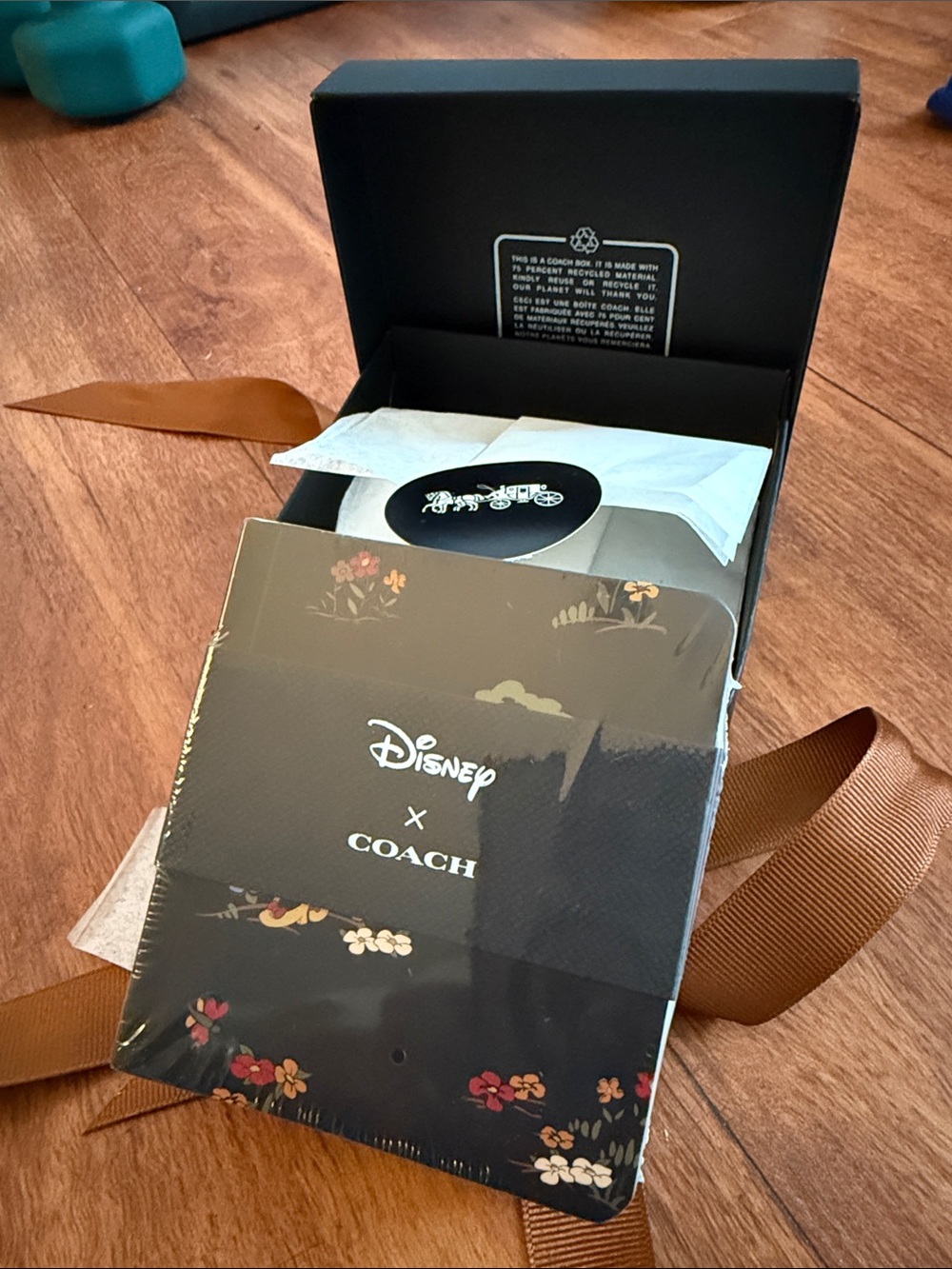 Coach Black Disney Mickey & Minnie Floral Softcover Notebook includes Gift box !